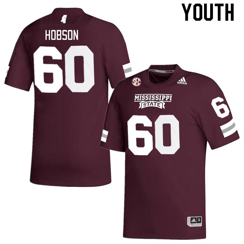 Youth #60 Jayden Hobson Mississippi State Bulldogs College Football Jerseys Stitched Sale-Maroon
